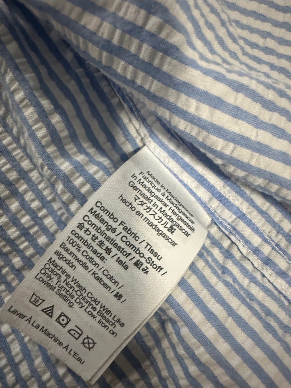 Crewcuts Light Blue and White Striped Short-Sleeve Button-Down Shirt - Picture 3 of 4